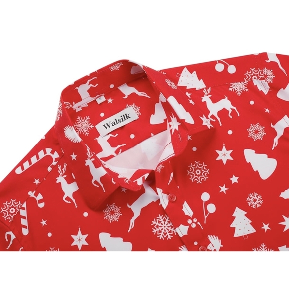 Christmas Hawaiian Button Down Shirt for Men Xmas Santa Printed - Picture 4 of 8